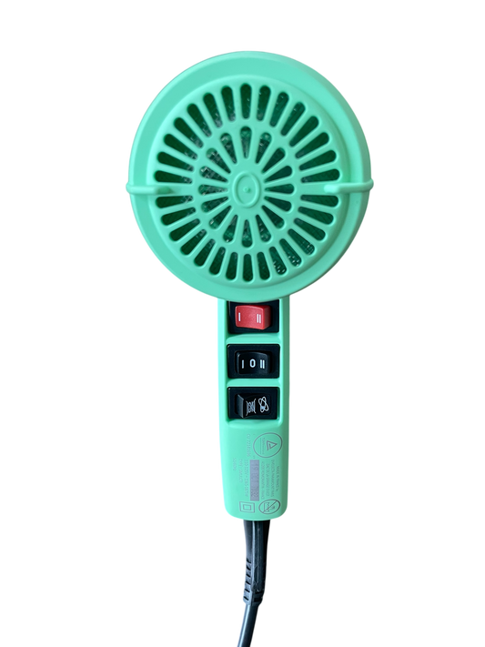 Rear view of the Harry Josh Pro Dryer 2000 showing air filter, buttons  and ergonomic handle